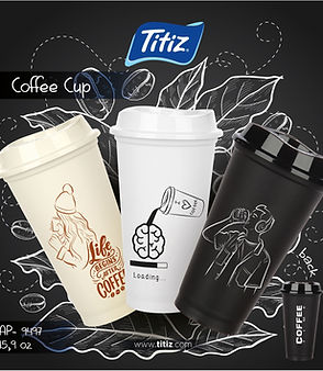 لیوان کافه پلاستیکی مدل Coffee Cup با حجم 473ml برند تیتیز پلاستیک ترکیه در ۳ طرح مختلف _ شناسه کالا : AP_9497