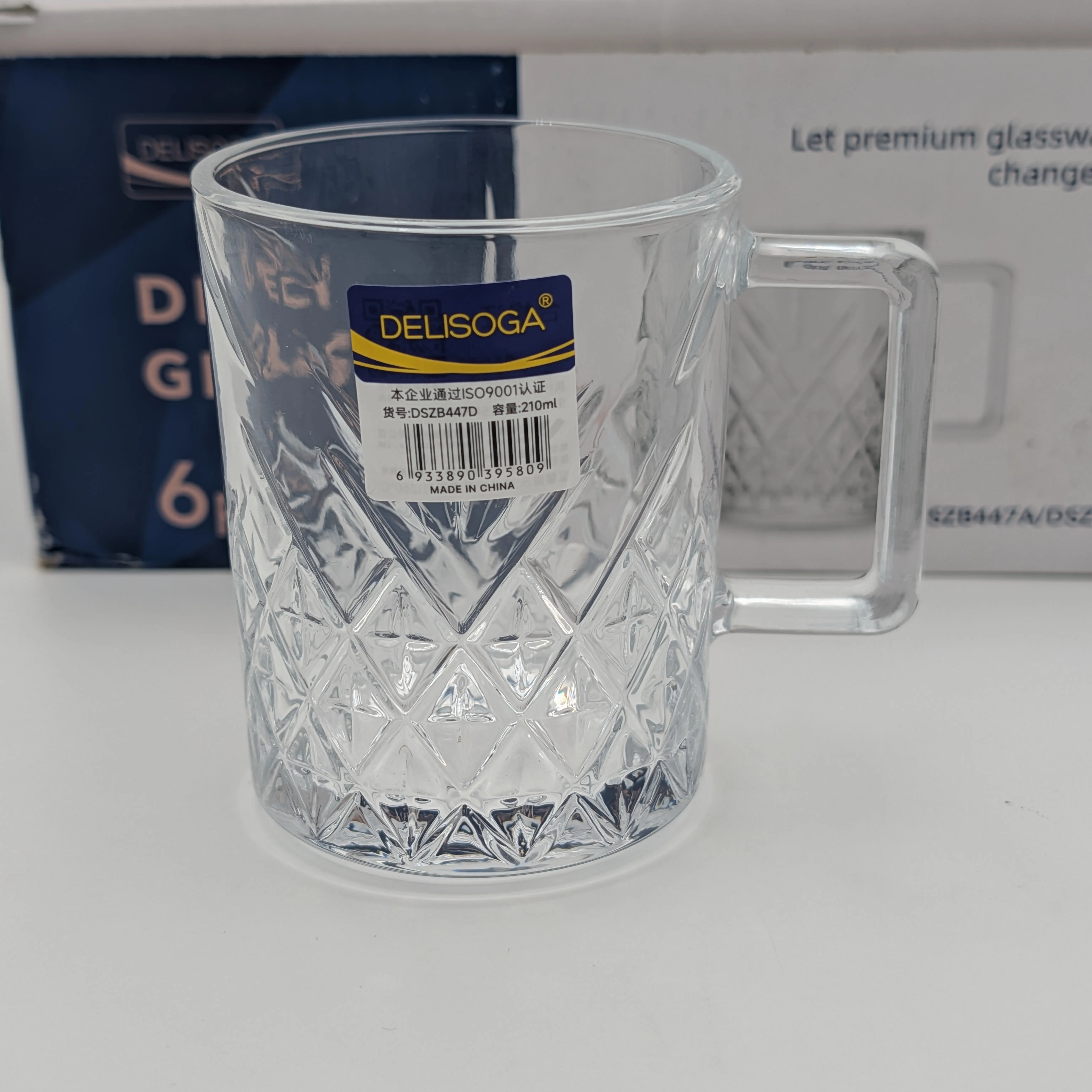 نیم لیوان دسته دار برند Deli glass چین _ شناسه کالا : DSZB447D