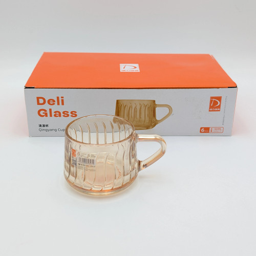 ست فنجان 6 تایی برند deli glass چین (رنگ عسلی) _ شناسه کالا : TCF056