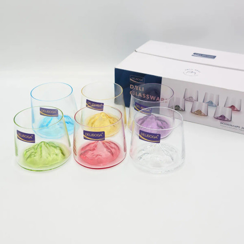 نیم لیوان پیرکس کوه یخ رنگی برند Deli glass چین _ شناسه کالا : DCS3036/L6PS
