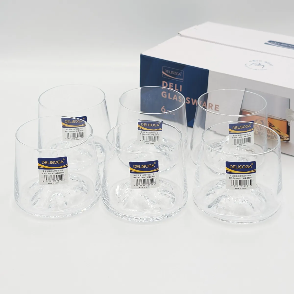 نیم لیوان پیرکس کوه یخ  برند Deli glass چین _ شناسه کالا : DCS3036