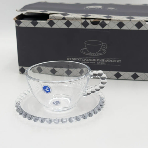 ست ۱۲ پارچه فنجان نعلبکی برند JT Glass چین _ شناسه کالا : S_4835PR+E_4817PR