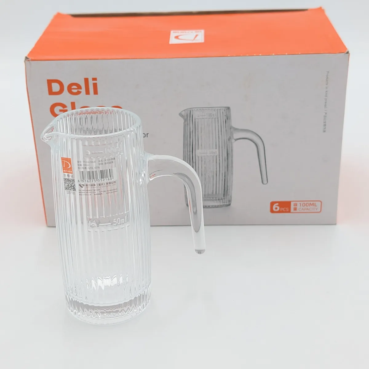 سس خوری شیشه‌ای ۱۰۰ میلی‌لیتری Deli Glass بسته ۶ عددی