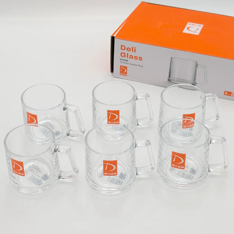 ست فنجان 6 تایی مدل Toroidal Square Mugبرند deli glass چین _ شناسه کالا : ،TZ401_170A