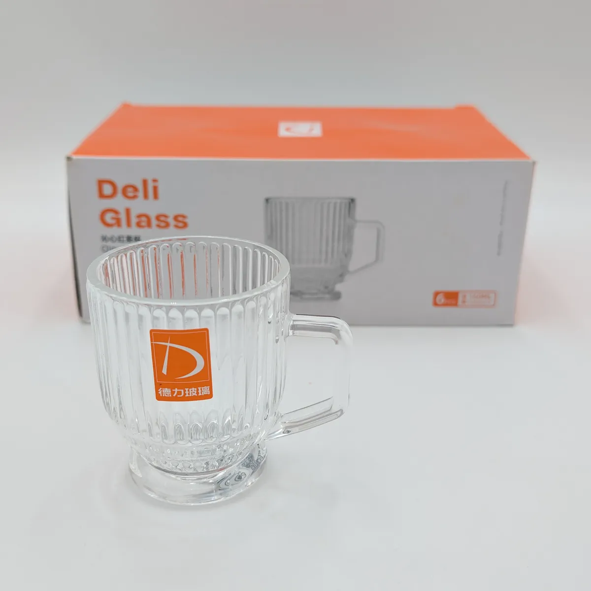 ست ۶ عددی فنجان کوچک چای‌خوری شیشه‌ای طرح شیاردار Deli Glass