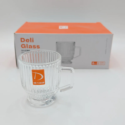 ست ۶ عددی فنجان کوچک چایخوری شیشهای طرح شیاردار Deli Glass