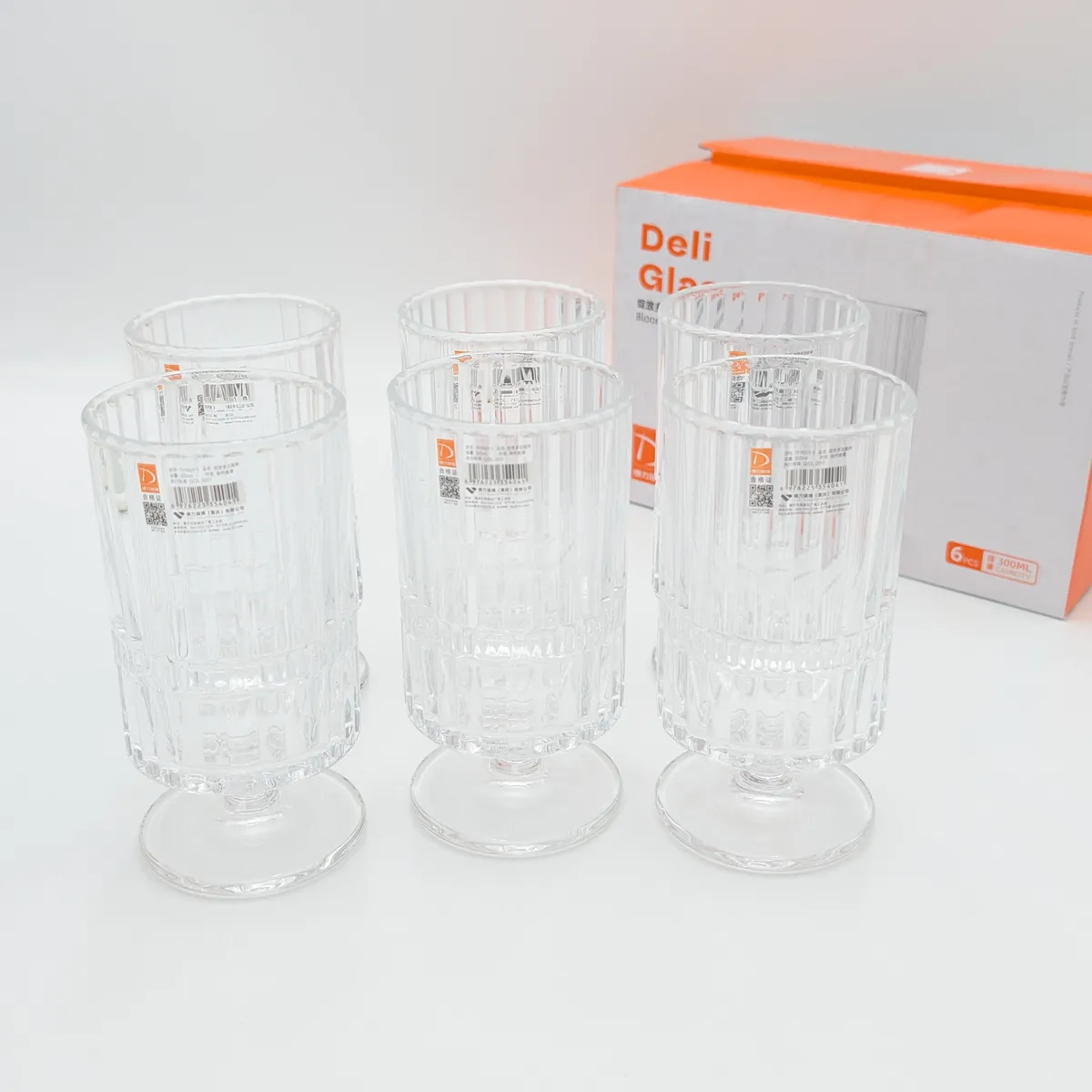 ست ۶ عددی گابلت چندمنظوره شیشه‌ای طرح شیاردار Deli Glass