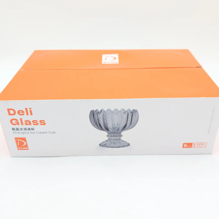 ست ۶ عددی کاپ بستنیخوری لبه گلبرگی Deli Glass