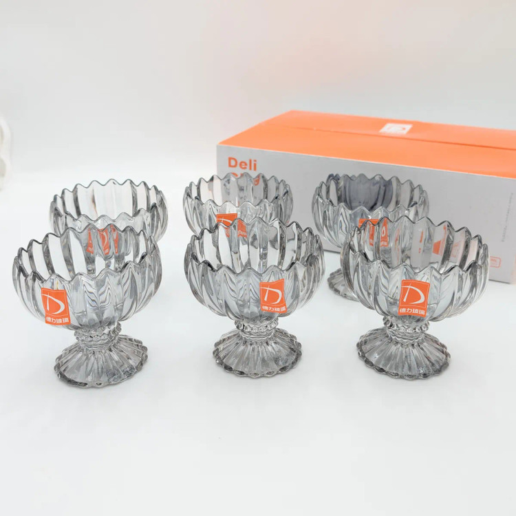ست ۶ عددی کاپ بستنیخوری لبه گلبرگی Deli Glass