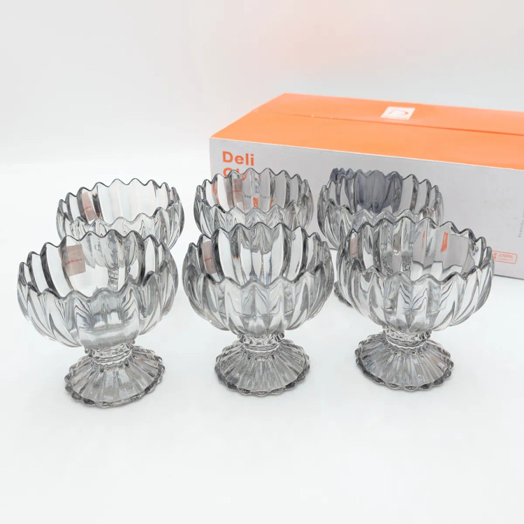 ست ۶ عددی کاپ بستنیخوری لبه گلبرگی Deli Glass