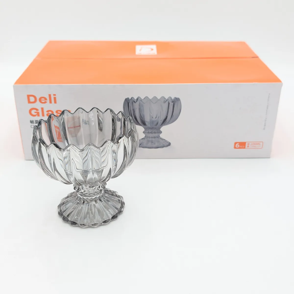 ست ۶ عددی کاپ بستنی‌خوری لبه گلبرگی Deli Glass
