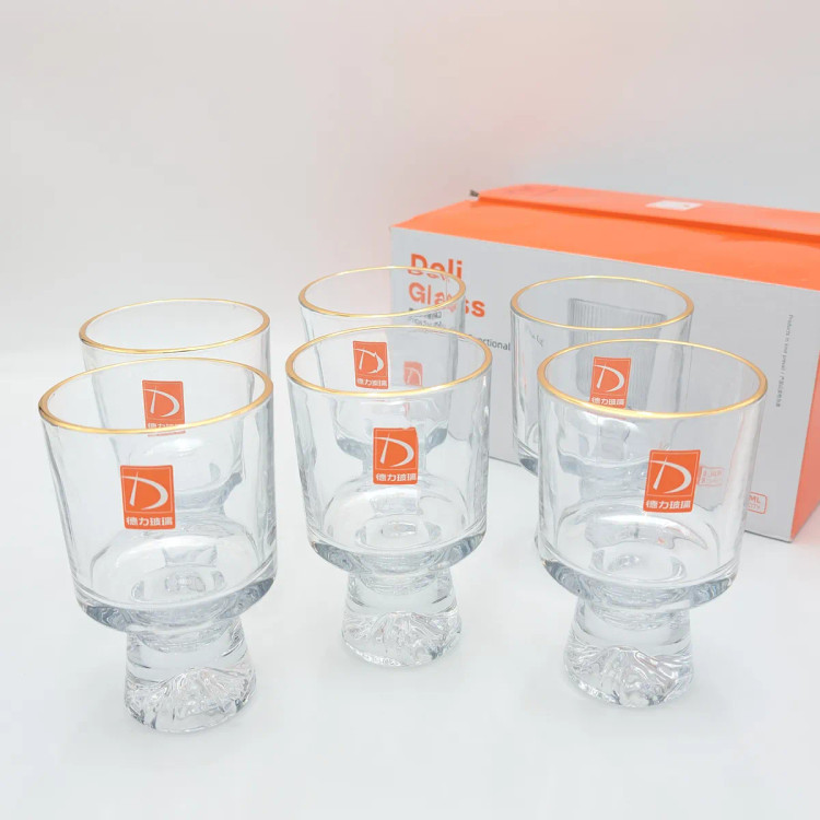 ست ۶ عددی جام چندمنظوره شیشهای با لبه طلایی Deli Glass