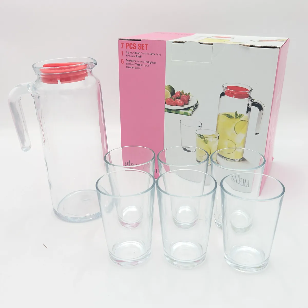 ست ۷ تکه پارچ و لیوان شیشه‌ای گلس فور یو Glass4You مدل Sahra (پارچ ۱ لیتری + ۶ لیوان ۲۰۰ میلی‌لیتری)