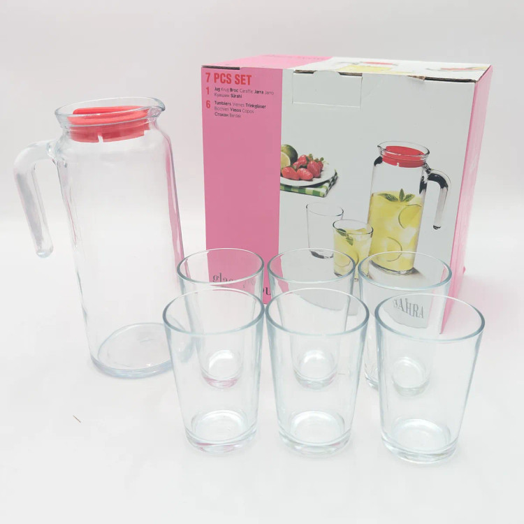 ست ۷ تکه پارچ و لیوان شیشهای گلس فور یو Glass4You مدل Sahra (پارچ ۱ لیتری + ۶ لیوان ۲۰۰ میلیلیتری)