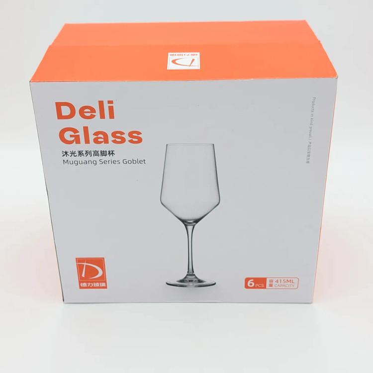 ست ۶ عددی جام پایهبلند شیشهای دلی گلس Deli Glass سری موگوانگ Muguang کد TJ0338 ظرفیت ۴۱۵ میلیلیتر