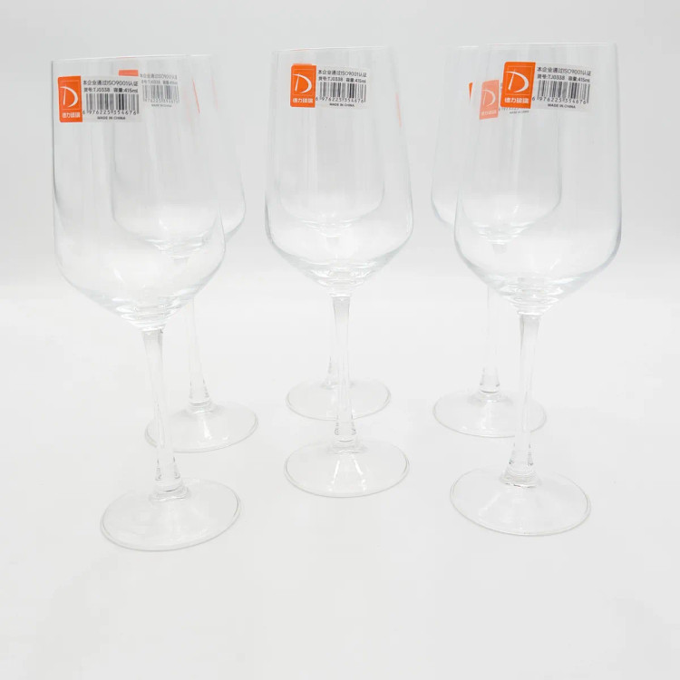 ست ۶ عددی جام پایهبلند شیشهای دلی گلس Deli Glass سری موگوانگ Muguang کد TJ0338 ظرفیت ۴۱۵ میلیلیتر