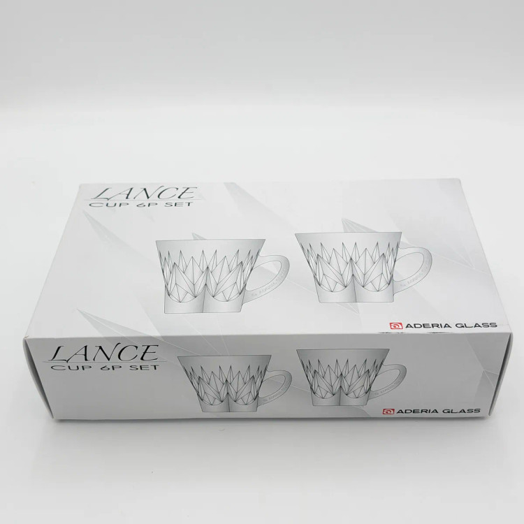 ست ۶ عددی فنجان شیشهای دستهدار طرح الماسی آدریا گلس Aderia Glass مدل Lance