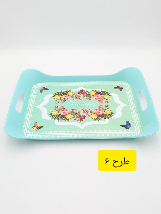 سینی مستطیل پلاستیکی ترمزدار (ضدلغزش) دستهدار میسا پلاستیک Meysa Plastik مدل کوزی Kuzey کد 0311 ساخت ترکیه