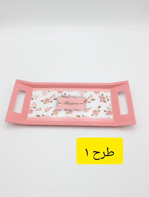 سینی مستطیل باریک پلاستیکی ترمزدار (ضدلغزش) دستهدار کد 6306