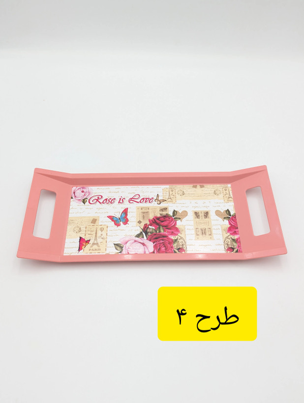 سینی مستطیل باریک پلاستیکی ترمزدار (ضدلغزش) دستهدار کد 6306