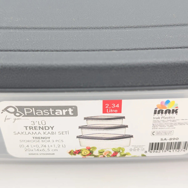 ست ۳ عددی ظرف نگهدارنده مستطیل پلاستارت (Plastart) مدل ترندی (Trendy) ظرفیت کل ۲٫۳۴ لیتر